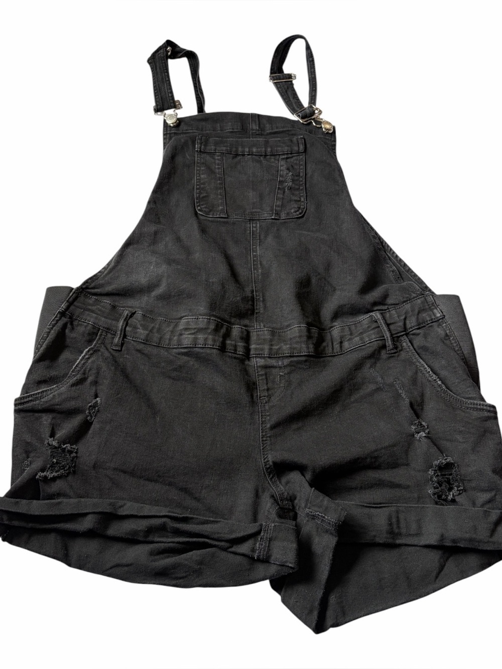 Indigo Blue Black Denim Overalls-Size XL-Five Pockets